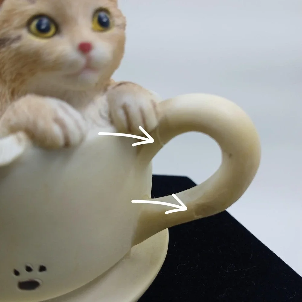 Delton Products Kittens in Teacup Figurine Resin Cat Paw Prints Home Decor Small